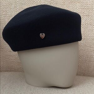 Navy Beret with Heart Detail